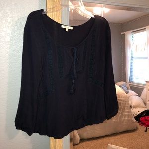 Navy top with drawstring